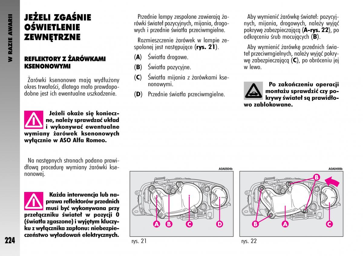 manual  Alfa Romeo GT instrukcja / page 225