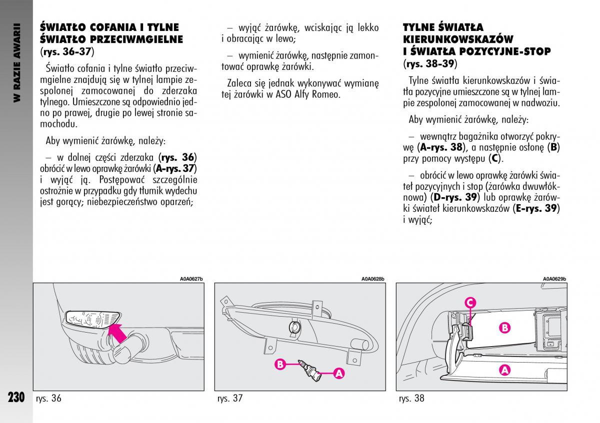 manual  Alfa Romeo GT instrukcja / page 231