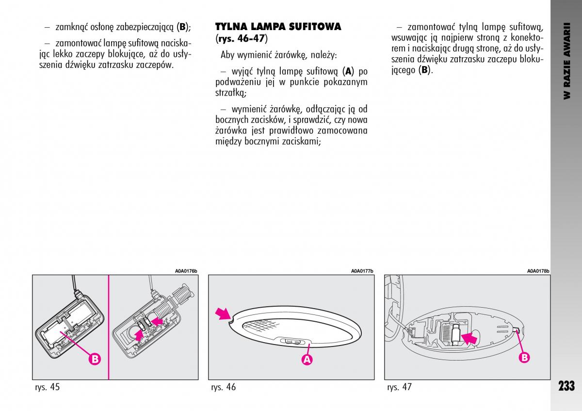 manual  Alfa Romeo GT instrukcja / page 234