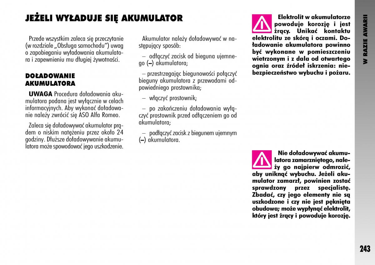 manual  Alfa Romeo GT instrukcja / page 244