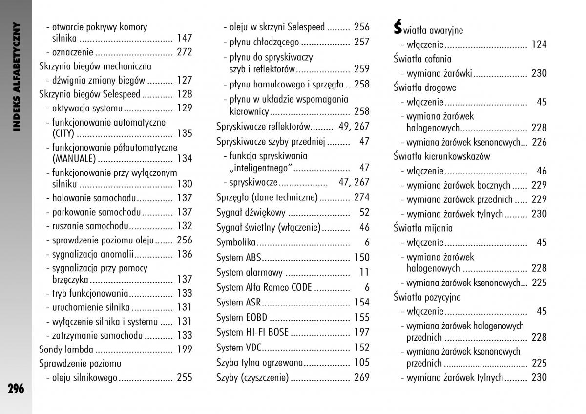 manual  Alfa Romeo GT instrukcja / page 297