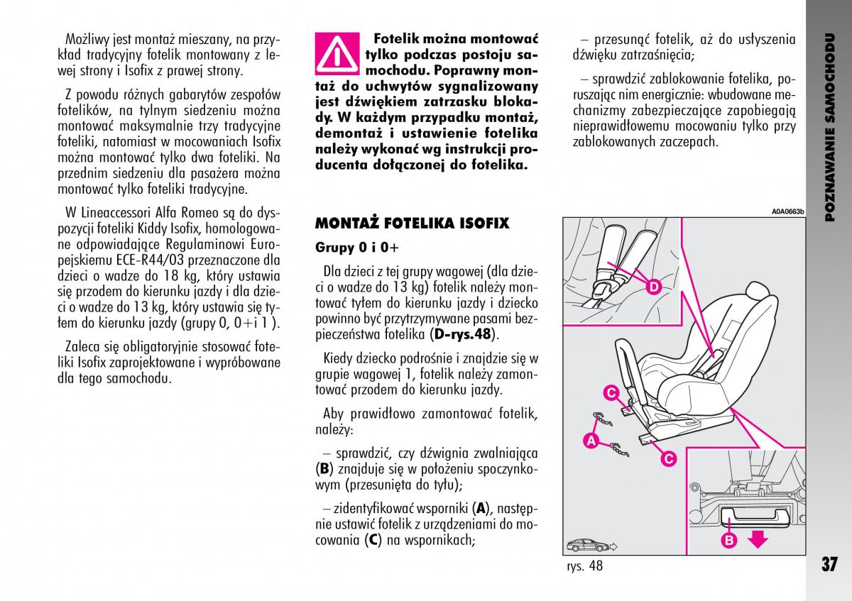 manual  Alfa Romeo GT instrukcja / page 38