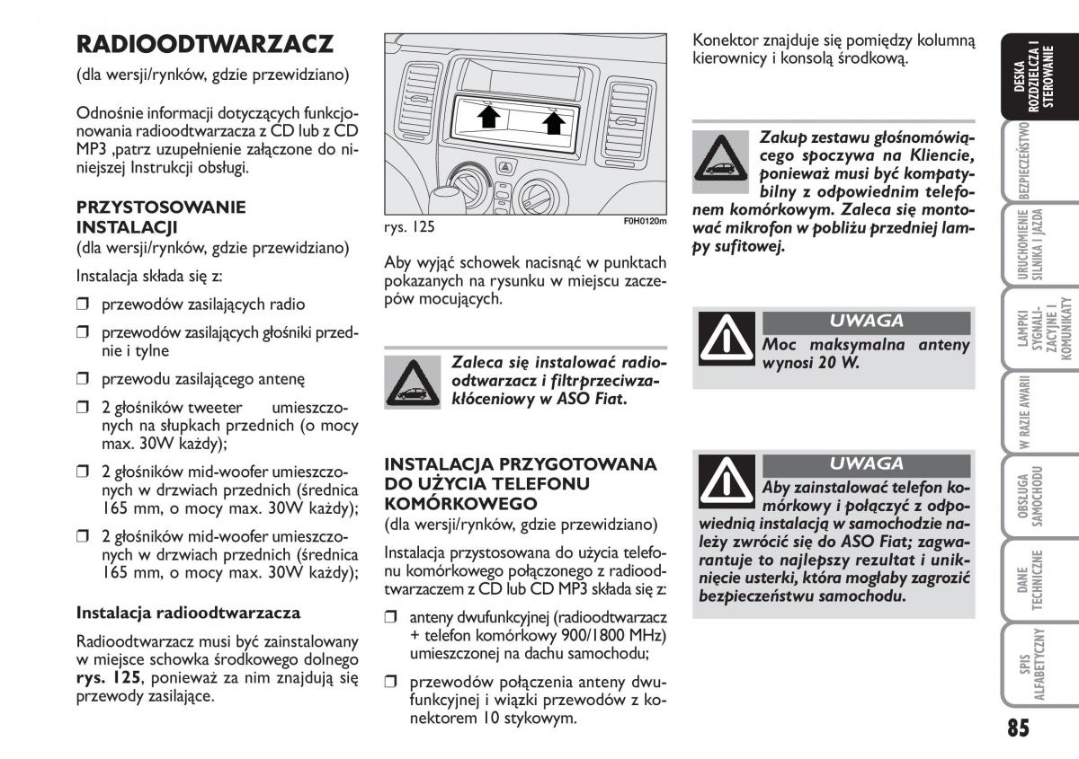 Fiat Idea instrukcja obslugi / page 86