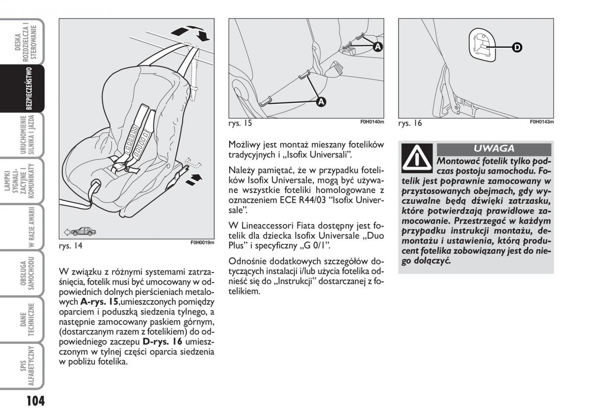 Fiat Idea instrukcja obslugi / page 105