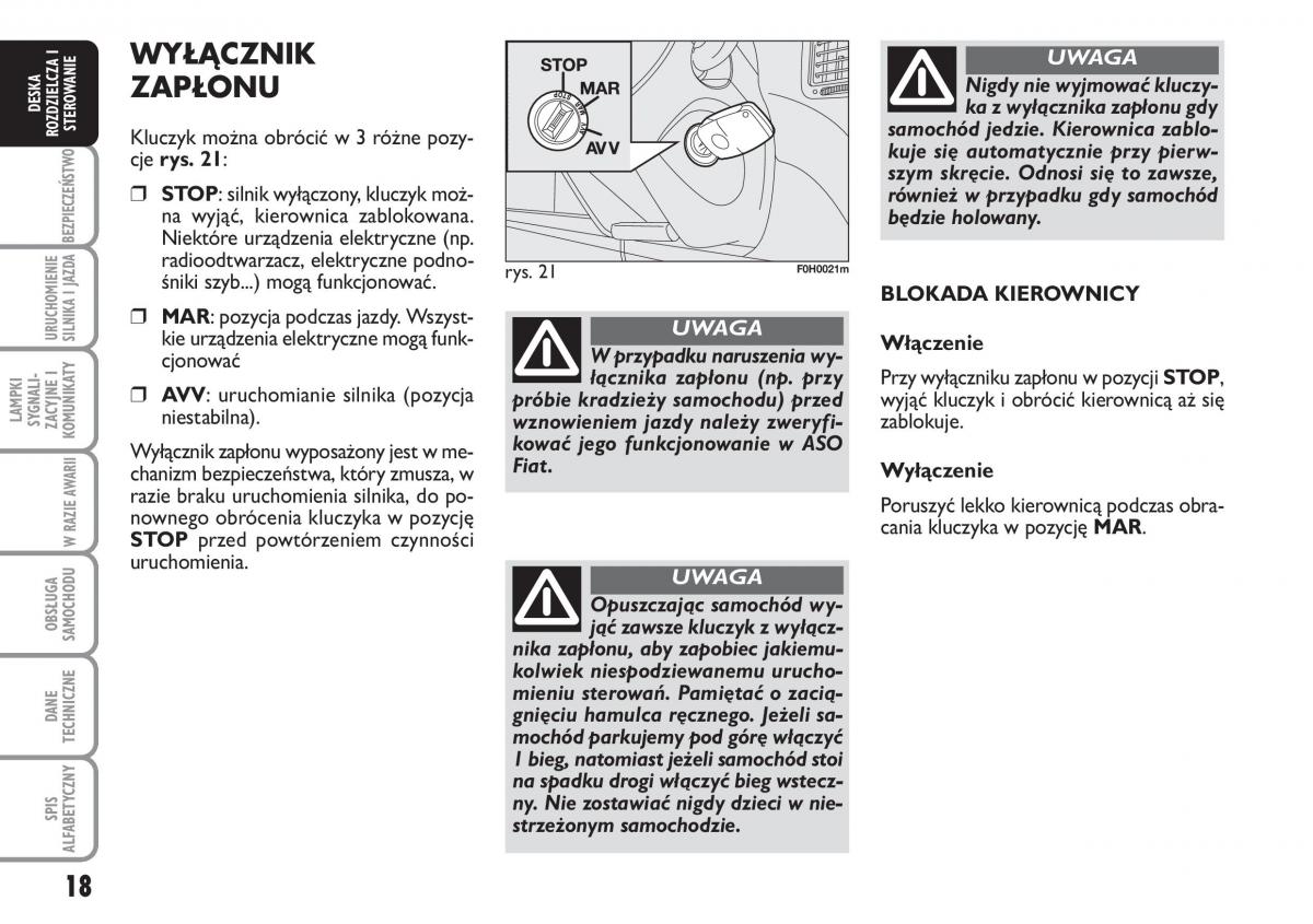 Fiat Idea instrukcja obslugi / page 19