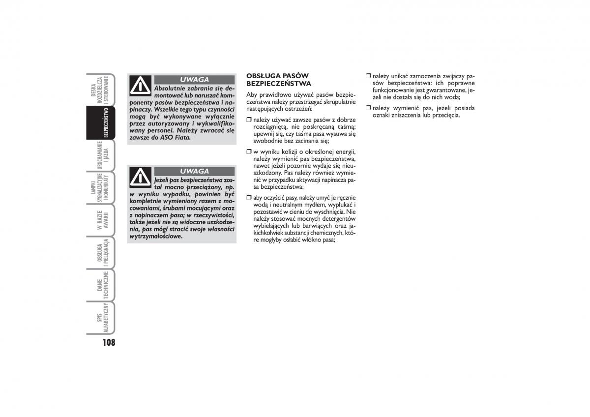 Fiat Linea instrukcja obslugi / page 109