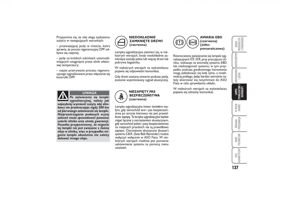 Fiat Linea instrukcja obslugi / page 138