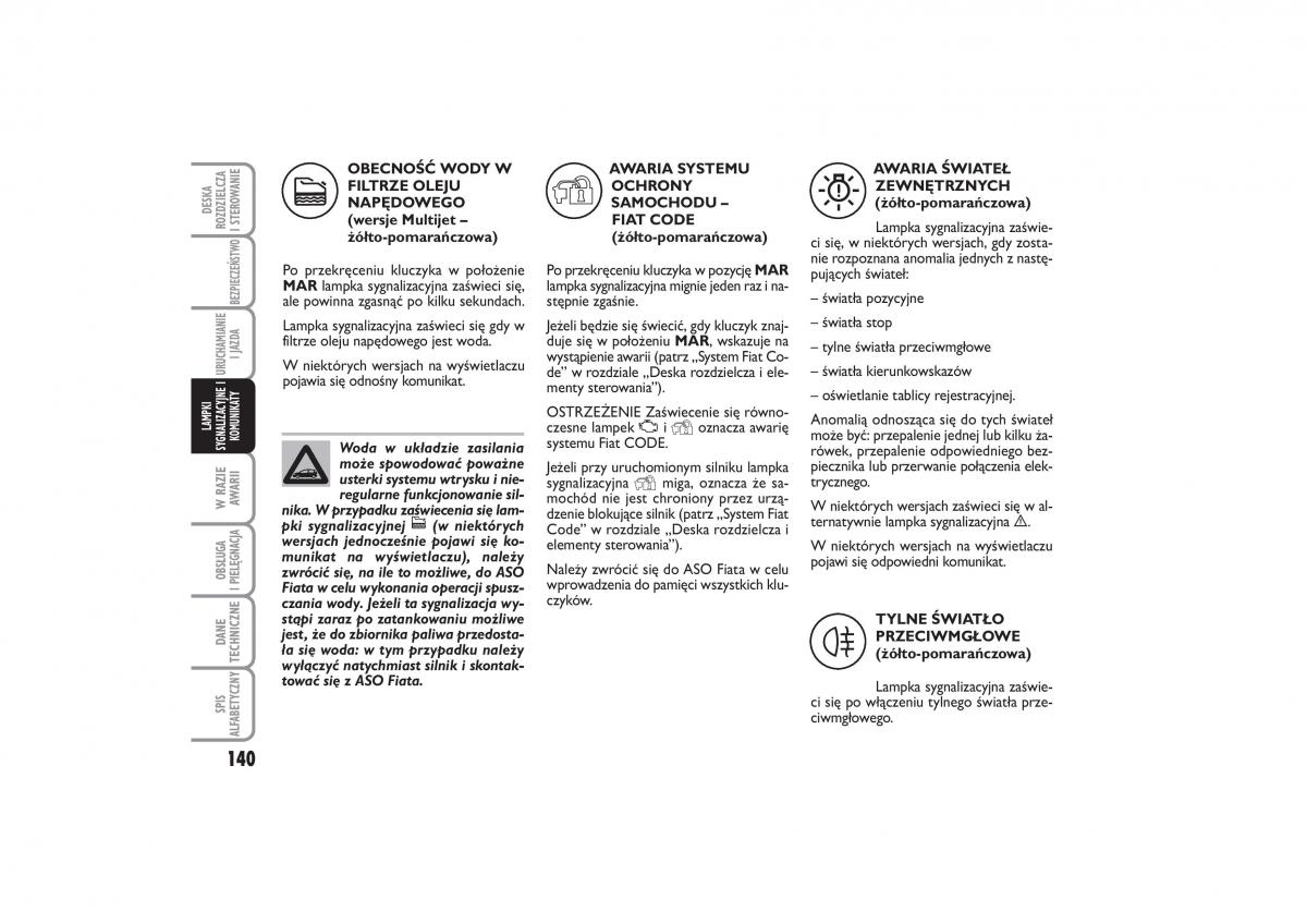 Fiat Linea instrukcja obslugi / page 141