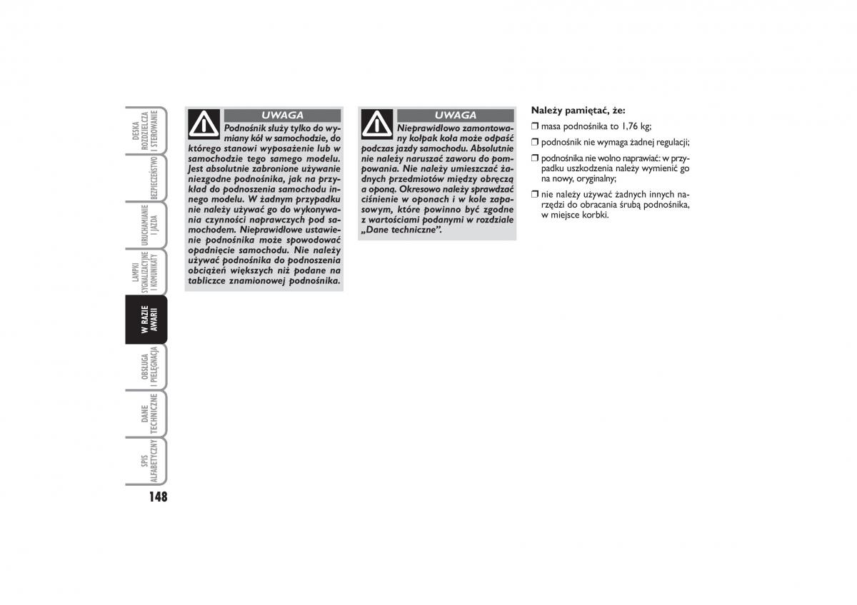 Fiat Linea instrukcja obslugi / page 149