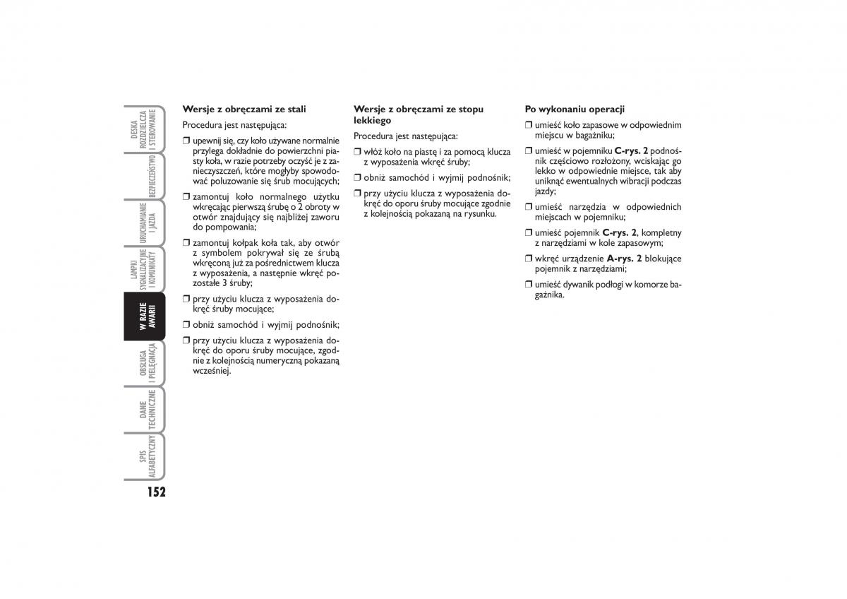 Fiat Linea instrukcja obslugi / page 153