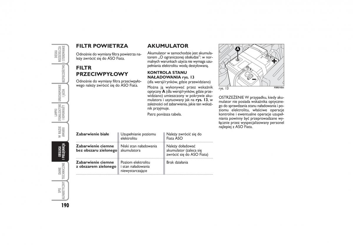 Fiat Linea instrukcja obslugi / page 191