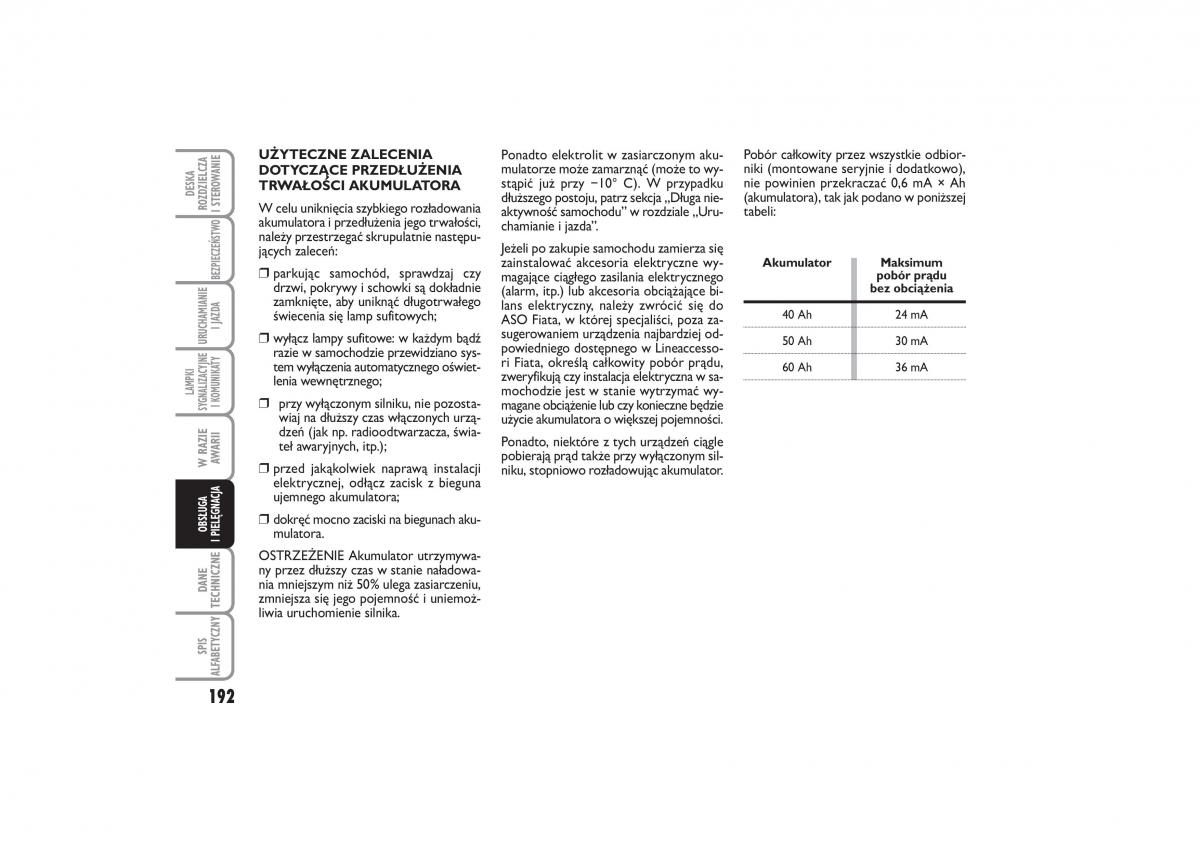 Fiat Linea instrukcja obslugi / page 193