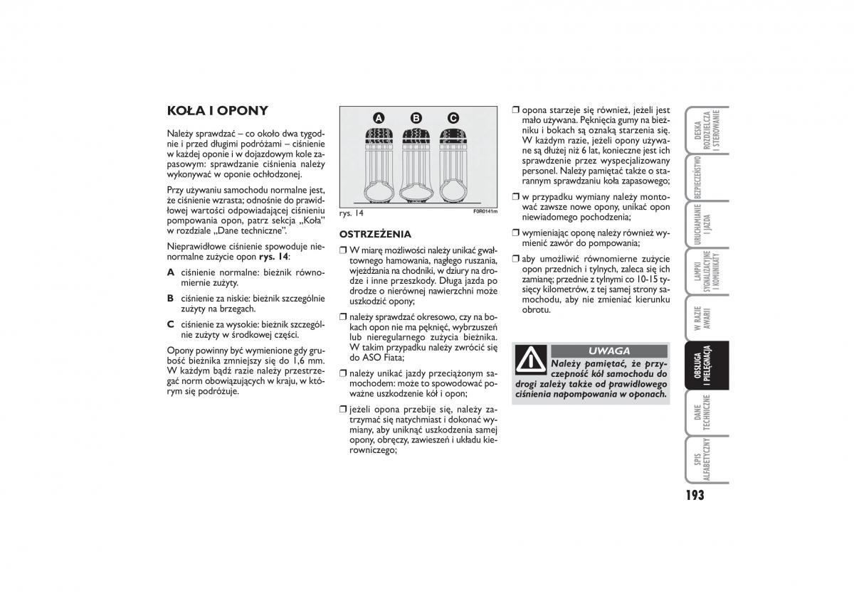 Fiat Linea instrukcja obslugi / page 194