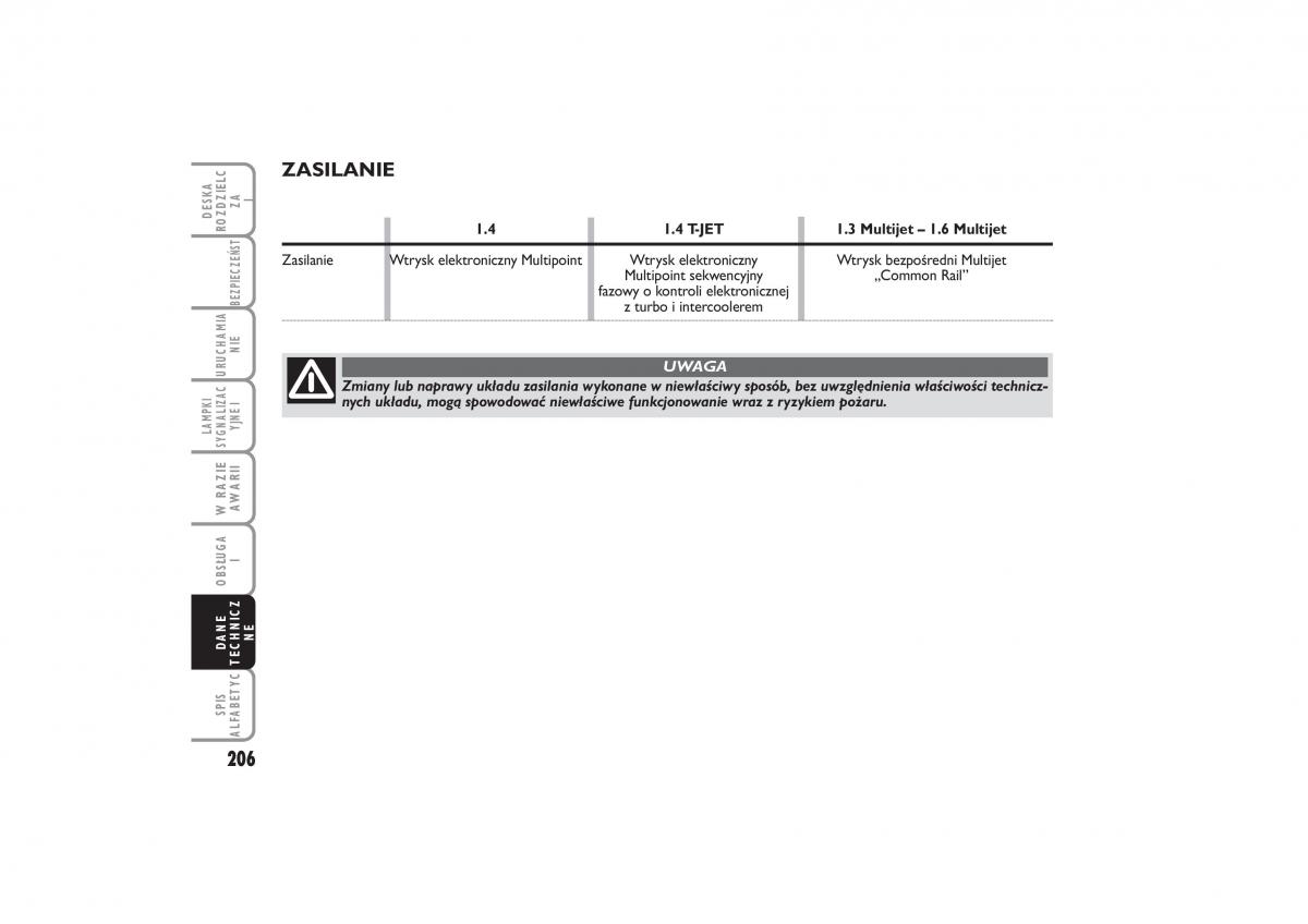 Fiat Linea instrukcja obslugi / page 207