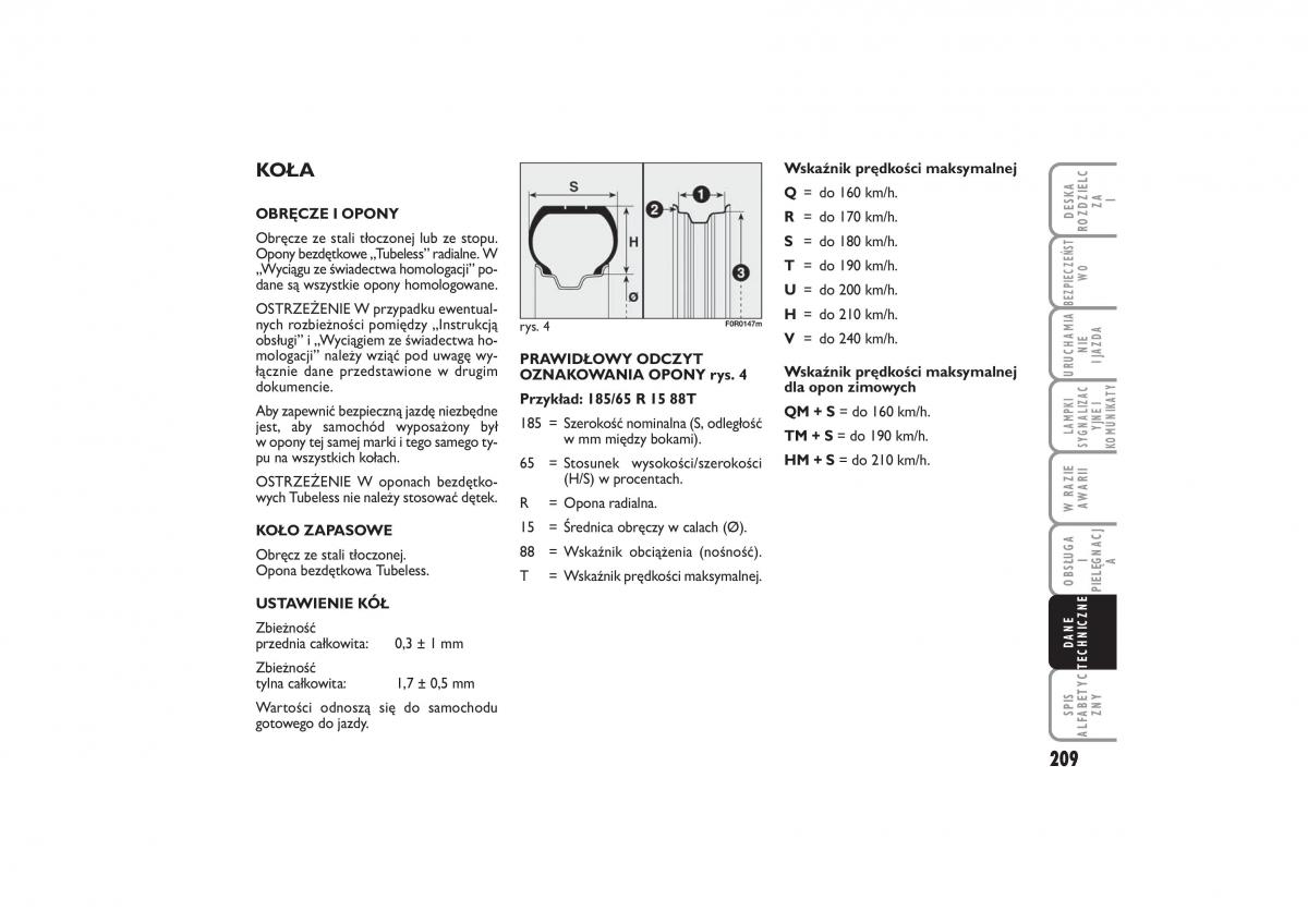 Fiat Linea instrukcja obslugi / page 210