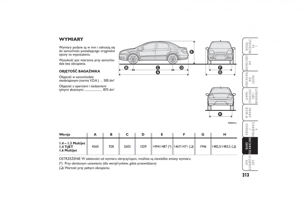 Fiat Linea instrukcja obslugi / page 214