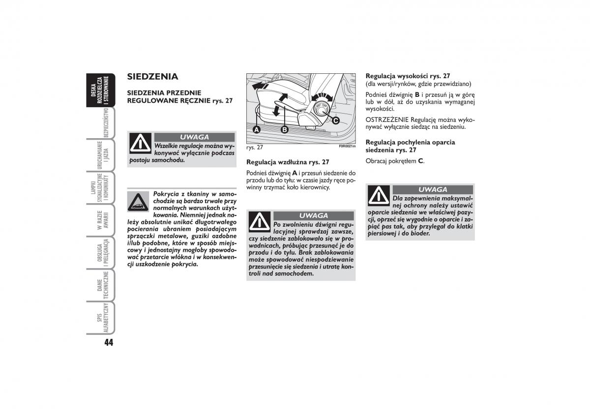 Fiat Linea instrukcja obslugi / page 45