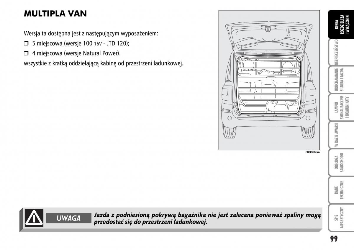 Fiat Multipla II 2 instrukcja obslugi / page 100