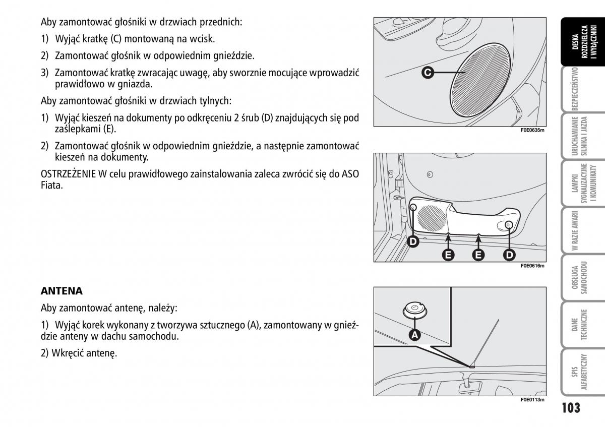 Fiat Multipla II 2 instrukcja obslugi / page 104