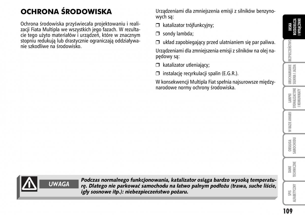 Fiat Multipla II 2 instrukcja obslugi / page 110