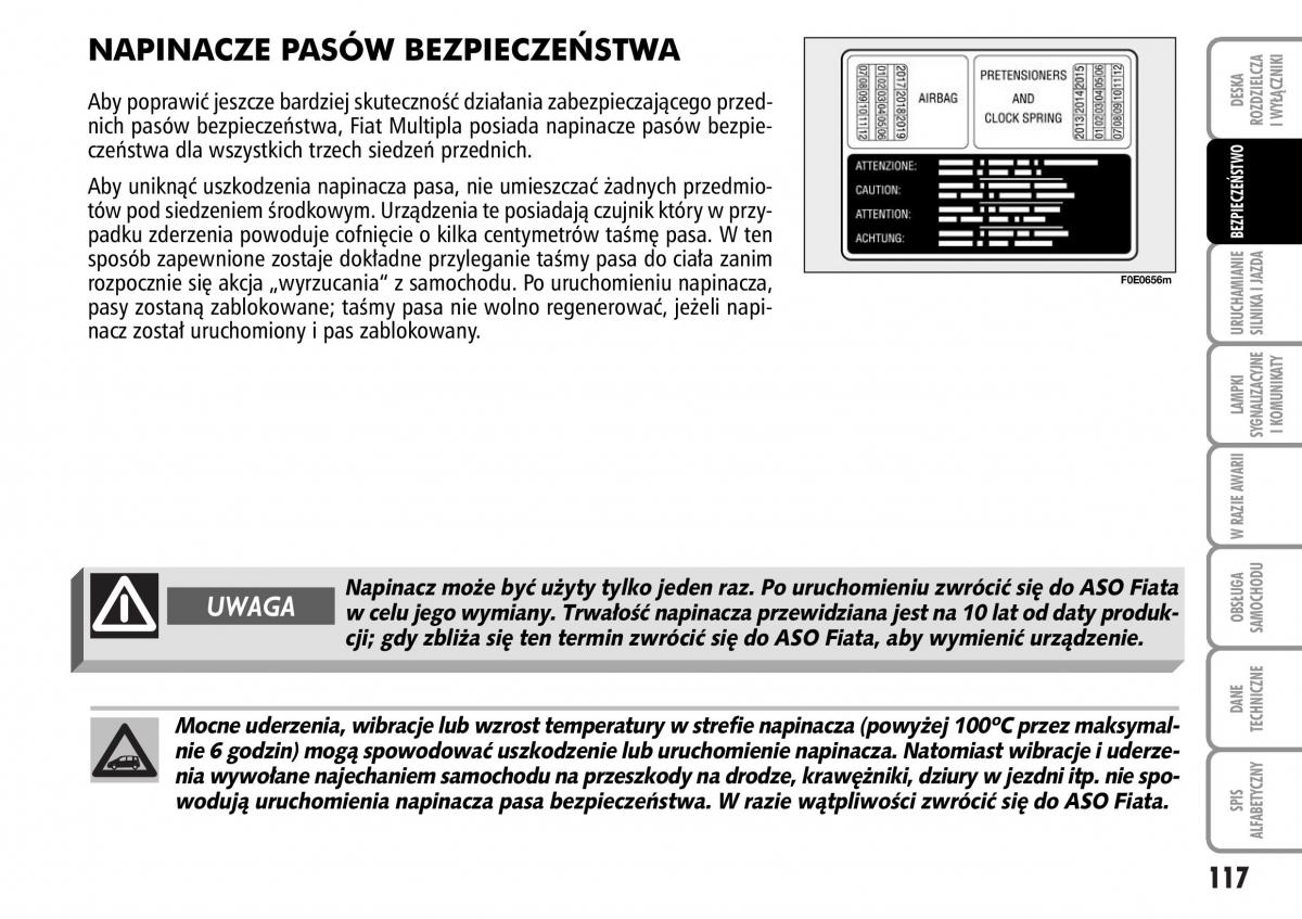 Fiat Multipla II 2 instrukcja obslugi / page 118