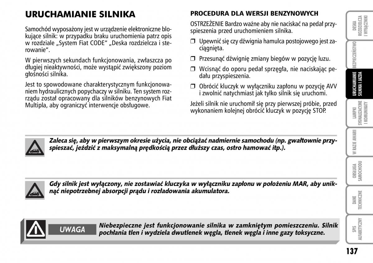 Fiat Multipla II 2 instrukcja obslugi / page 138