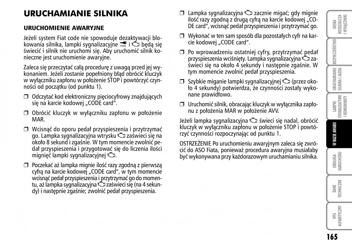 Fiat Multipla II 2 instrukcja obslugi / page 166