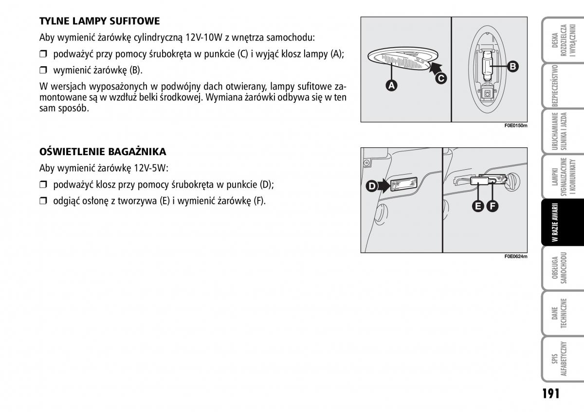 Fiat Multipla II 2 instrukcja obslugi / page 192