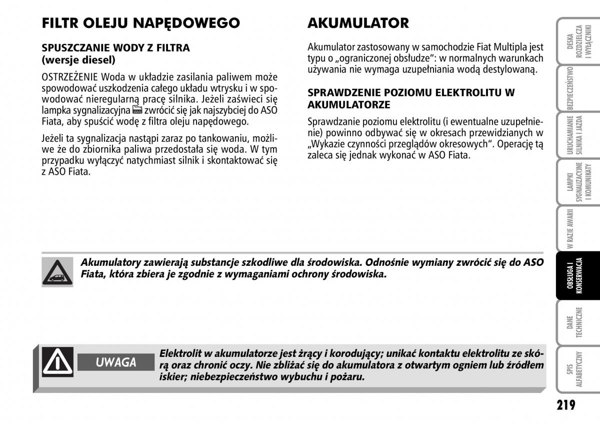 Fiat Multipla II 2 instrukcja obslugi / page 220