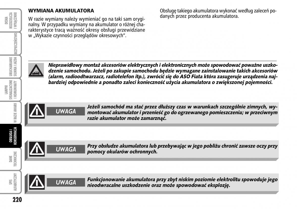 Fiat Multipla II 2 instrukcja obslugi / page 221