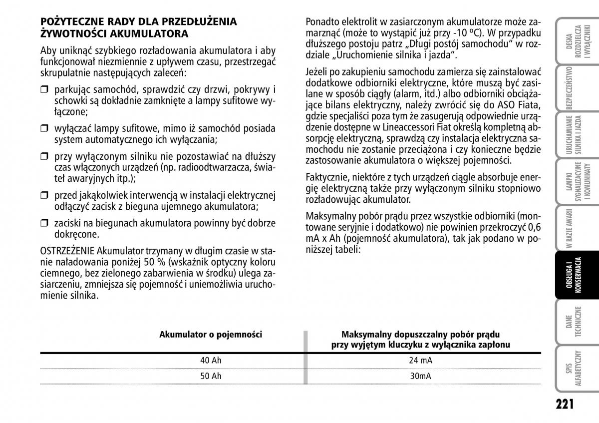 Fiat Multipla II 2 instrukcja obslugi / page 222