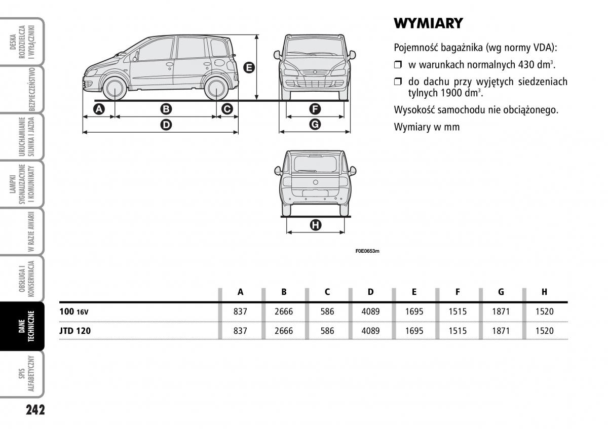 Fiat Multipla II 2 instrukcja obslugi / page 243