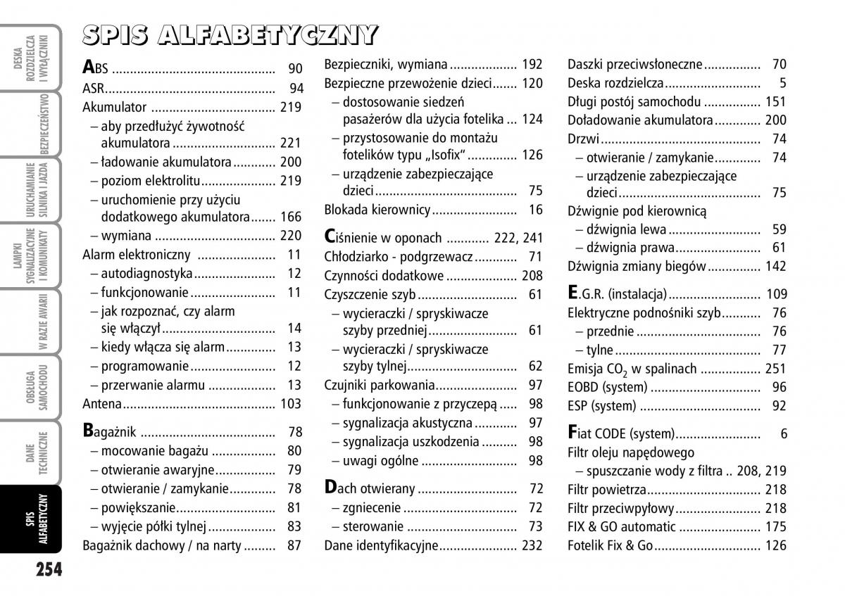 Fiat Multipla II 2 instrukcja obslugi / page 255