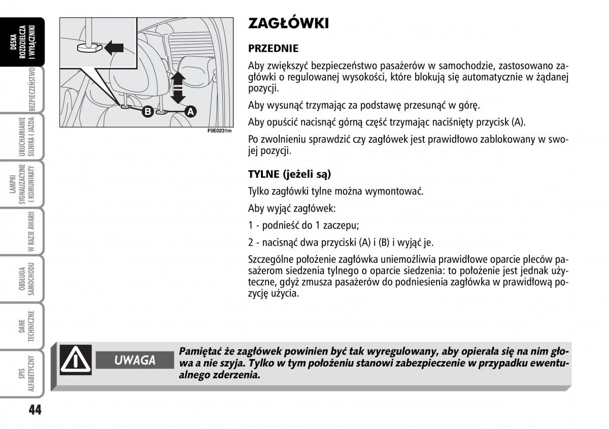 Fiat Multipla II 2 instrukcja obslugi / page 45