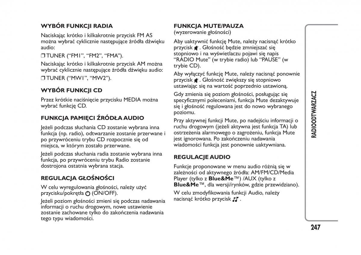 Fiat Panda III 3 instrukcja obslugi / page 251