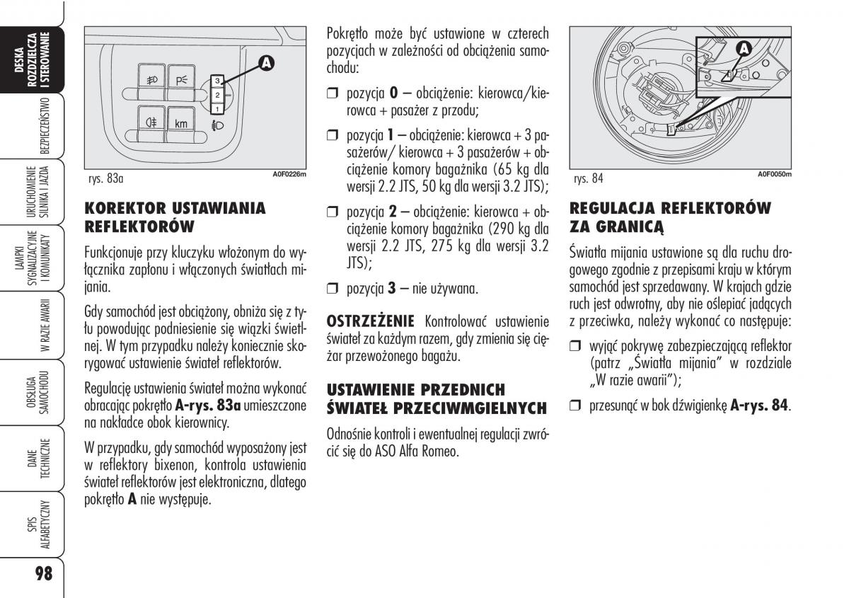 Alfa Romeo Brera Spider instrukcja obslugi / page 100