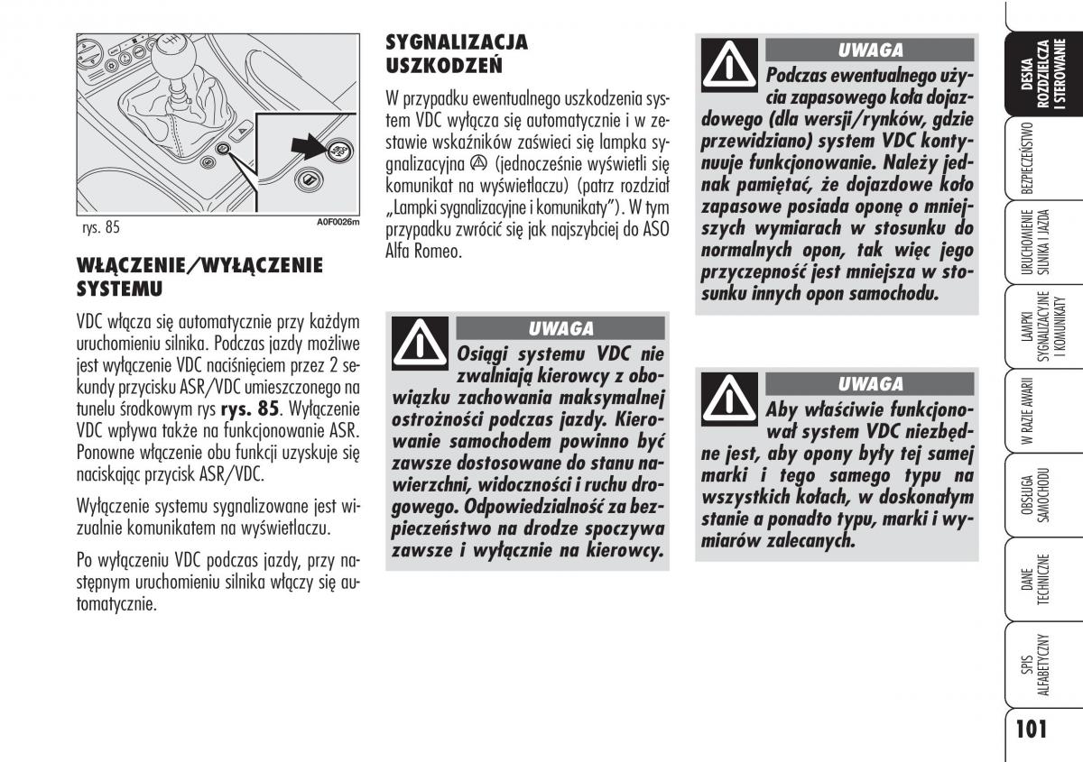 Alfa Romeo Brera Spider instrukcja obslugi / page 103