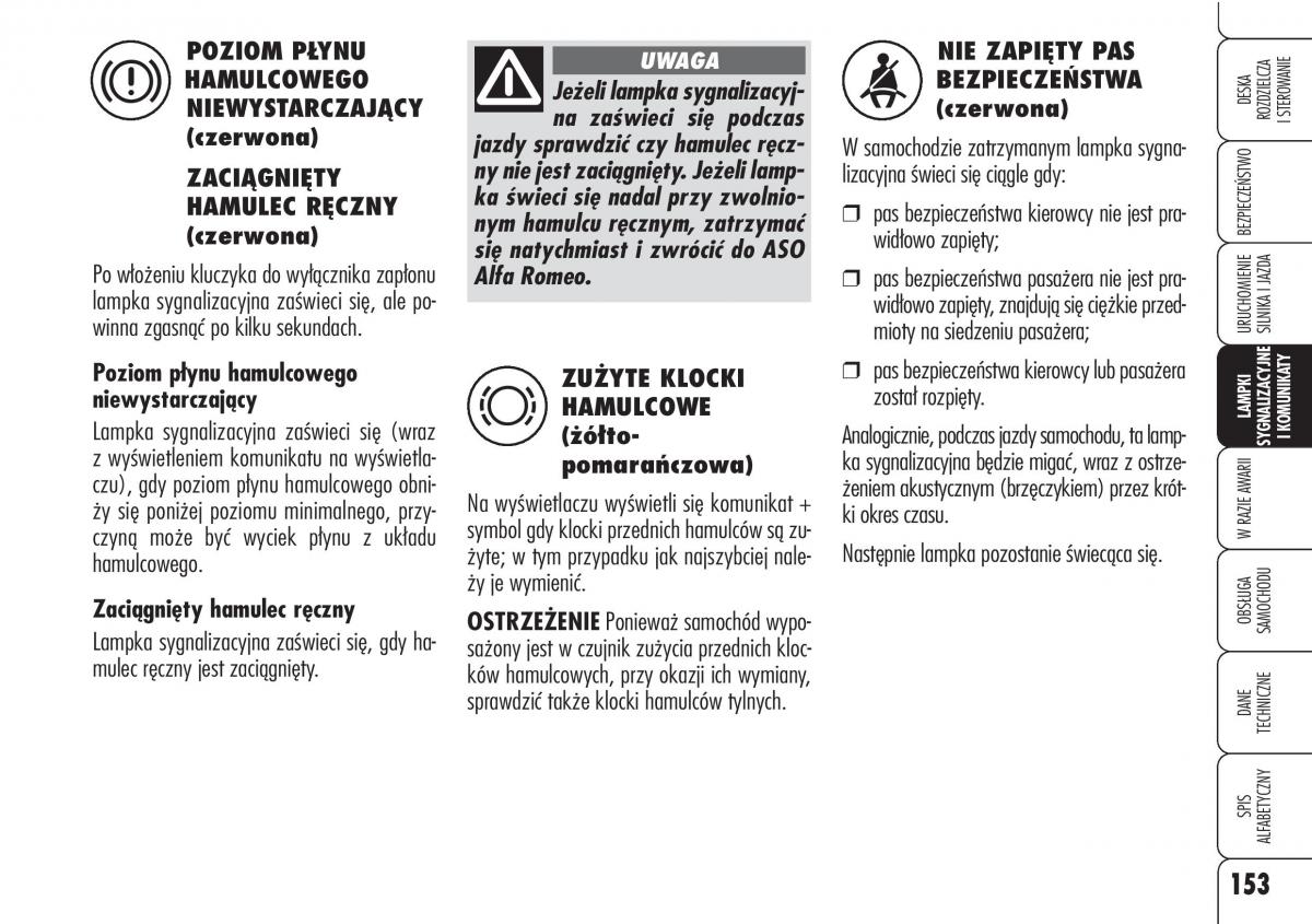 Alfa Romeo Brera Spider instrukcja obslugi / page 155