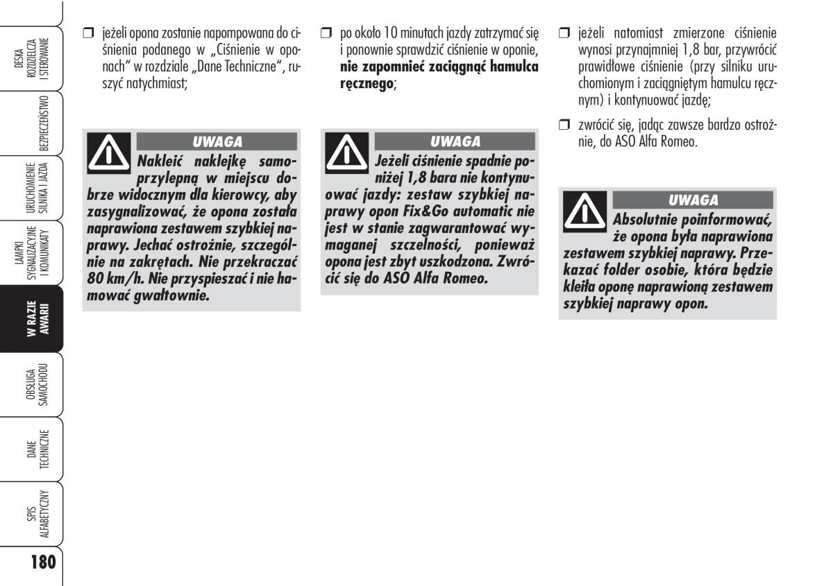 Alfa Romeo Brera Spider instrukcja obslugi / page 182