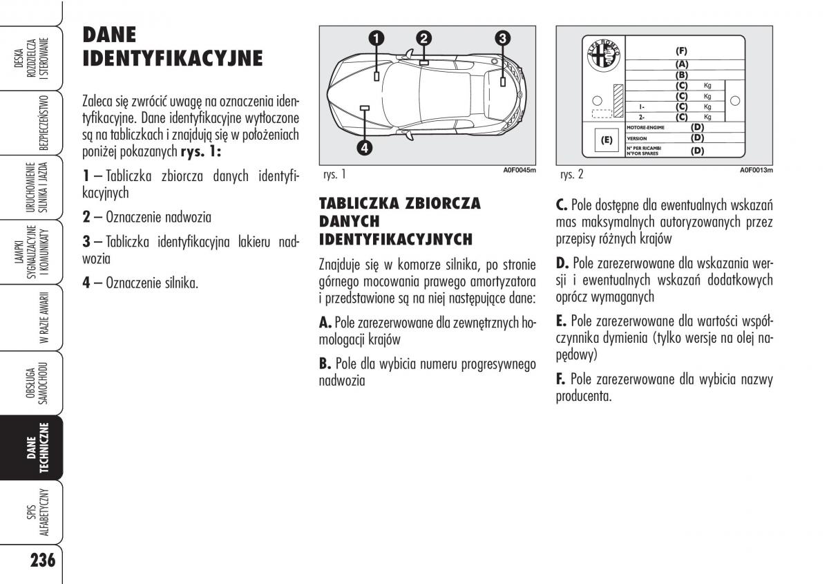 Alfa Romeo Brera Spider instrukcja obslugi / page 238