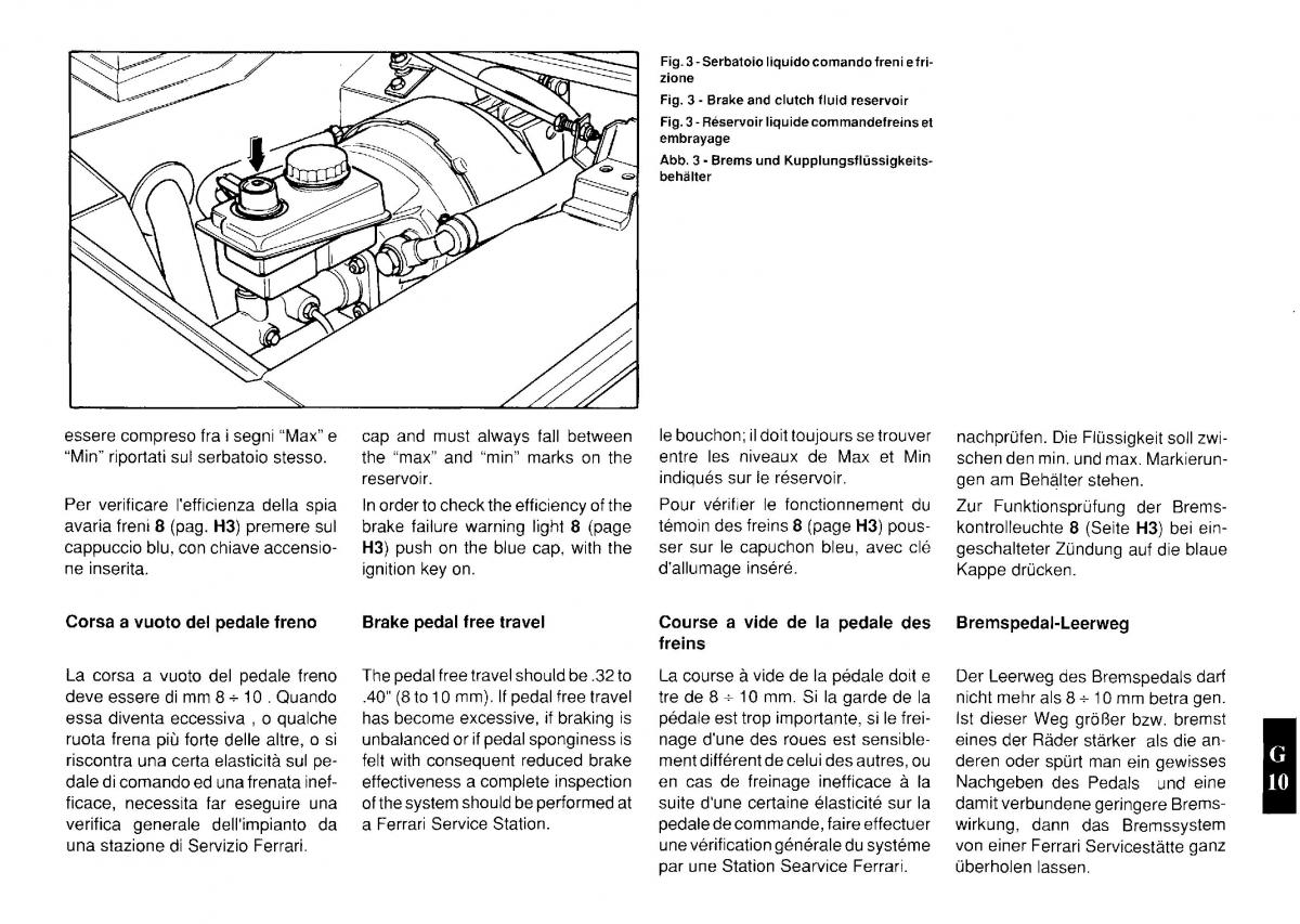 Ferrari Testarossa owners manual / page 73