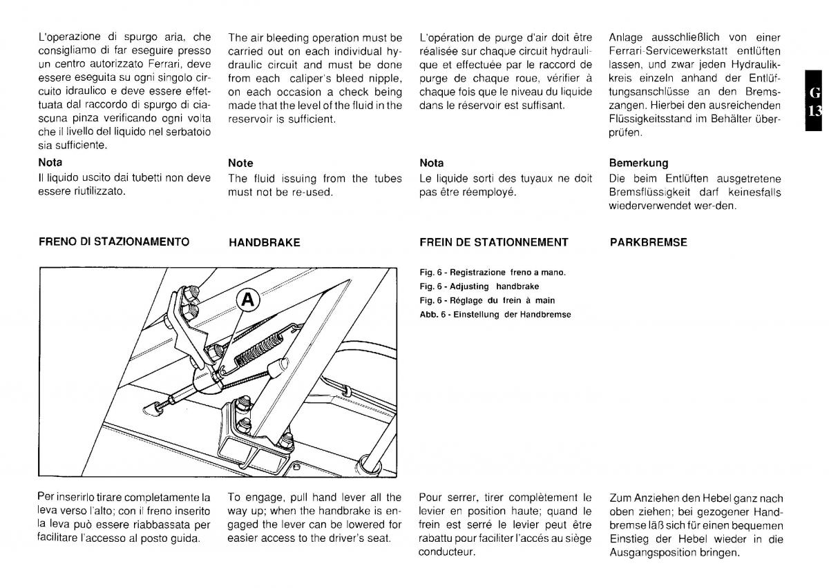 Ferrari Testarossa owners manual / page 76