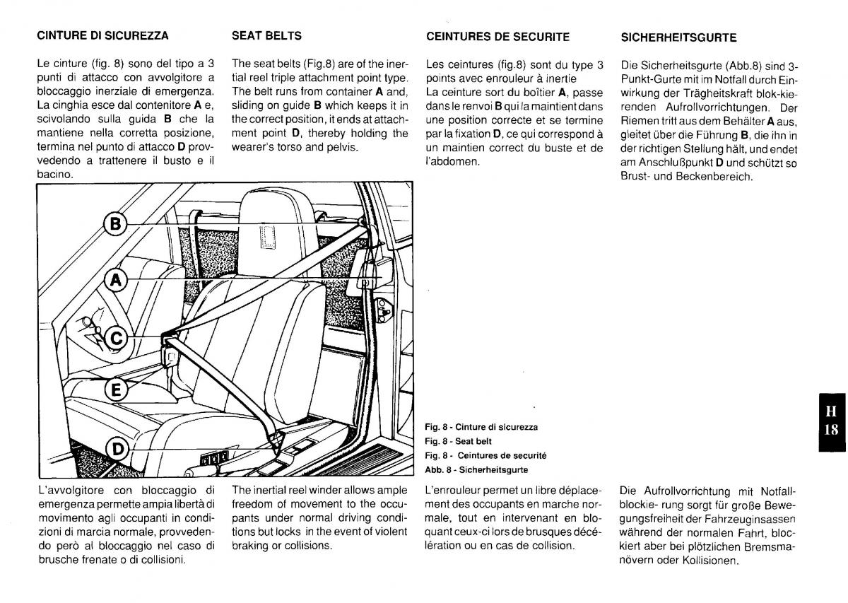 Ferrari Testarossa owners manual / page 95