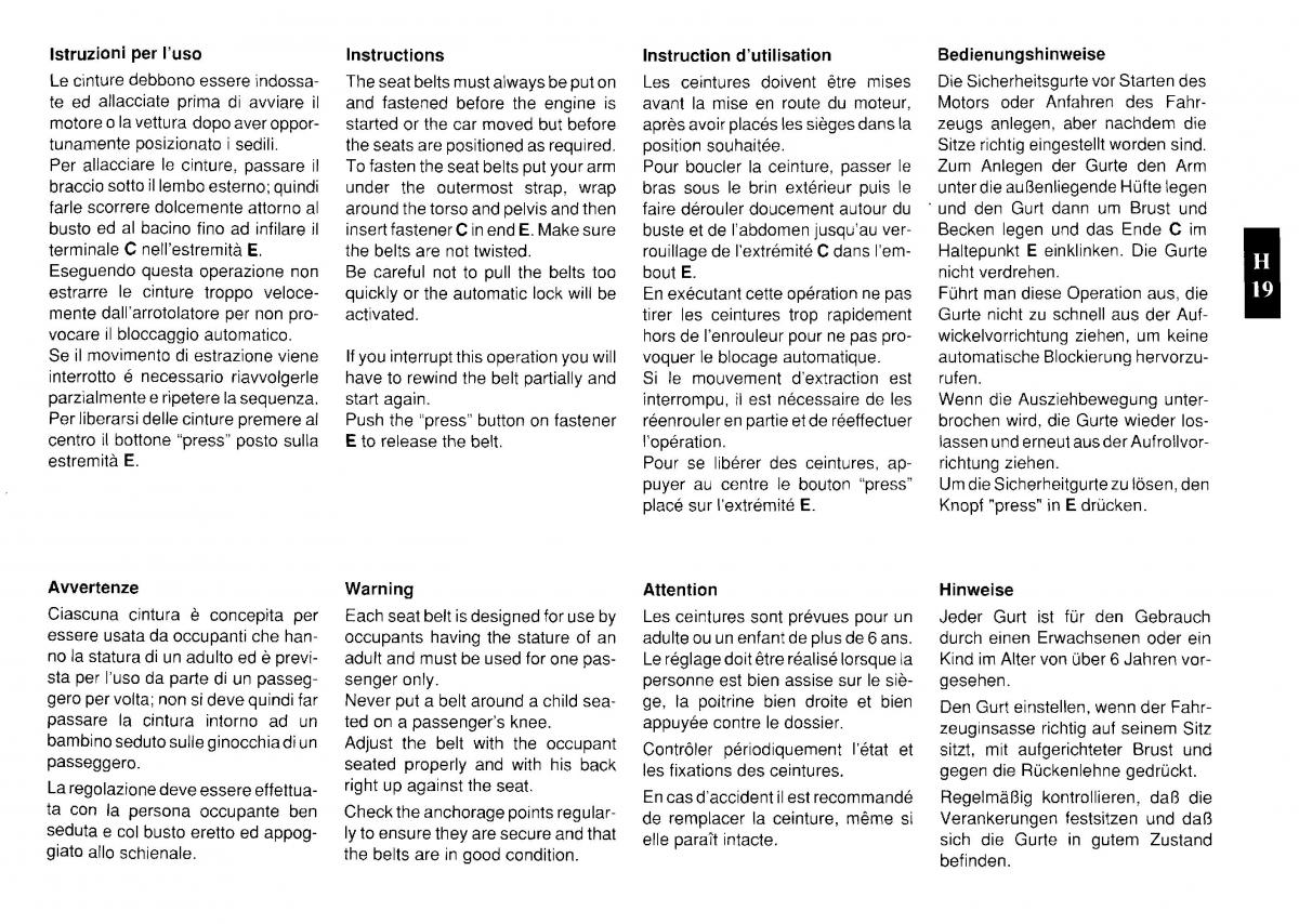 Ferrari Testarossa owners manual / page 96