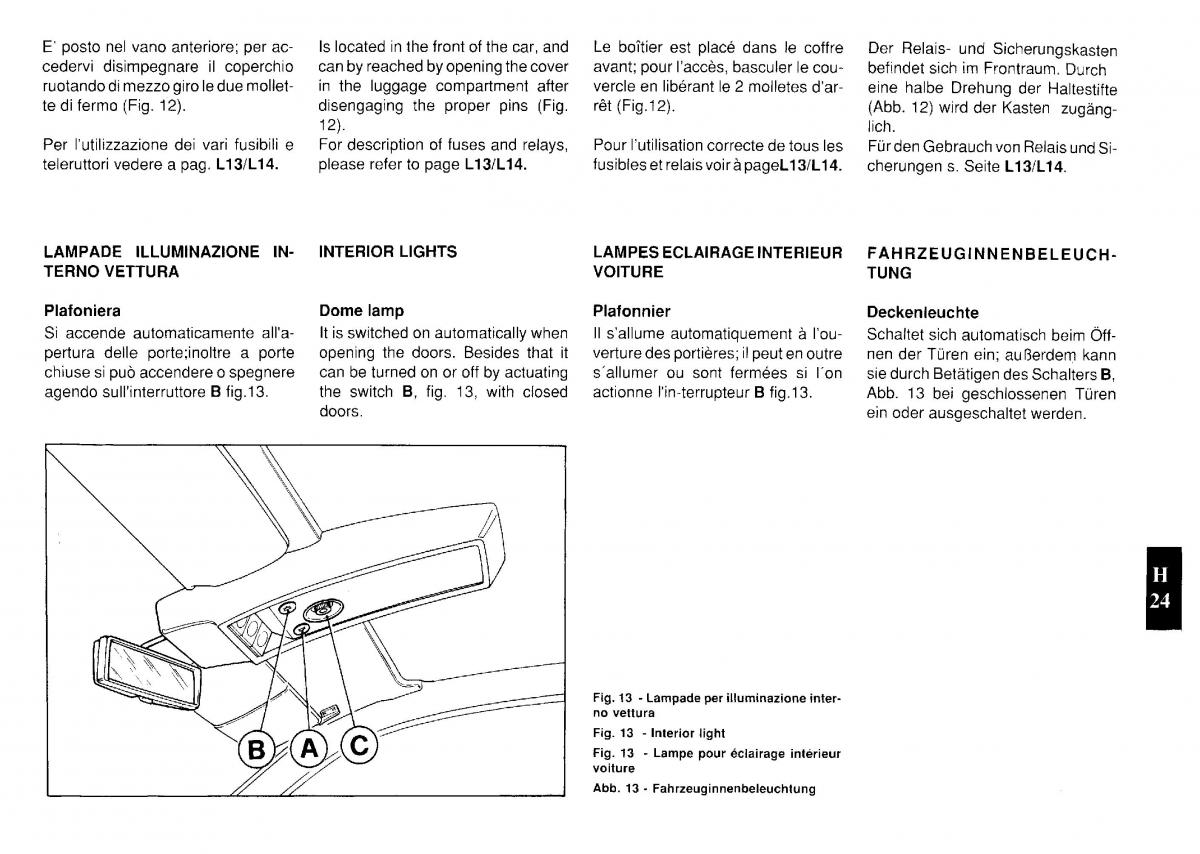 Ferrari Testarossa owners manual / page 101