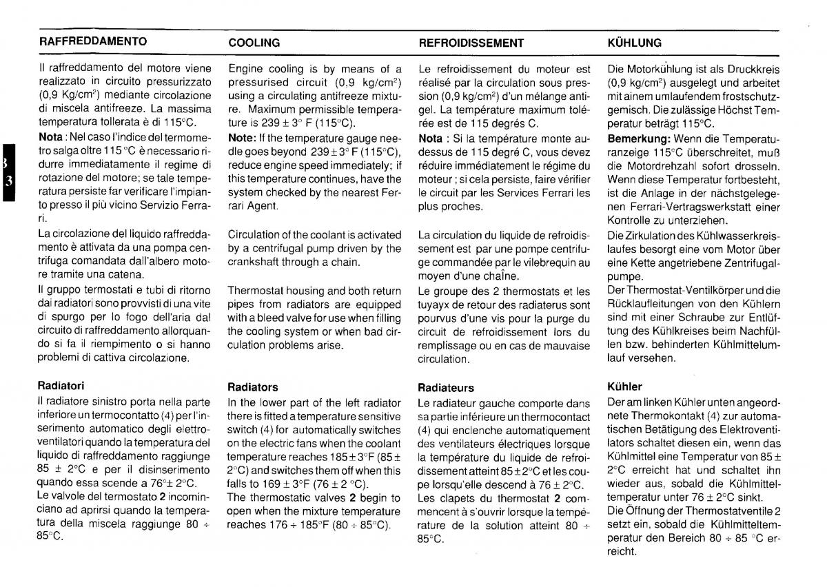 Ferrari Testarossa owners manual / page 26