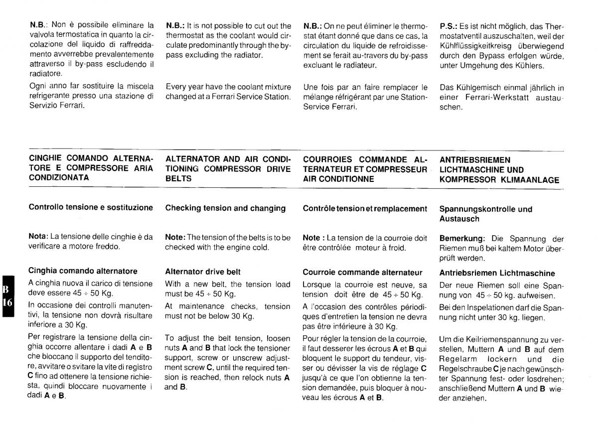 Ferrari Testarossa owners manual / page 29