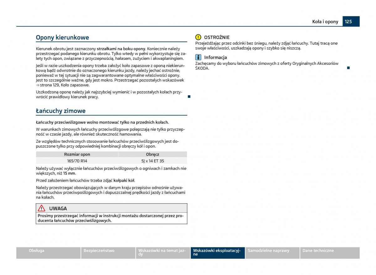 Skoda Citigo instrukcja obslugi / page 126