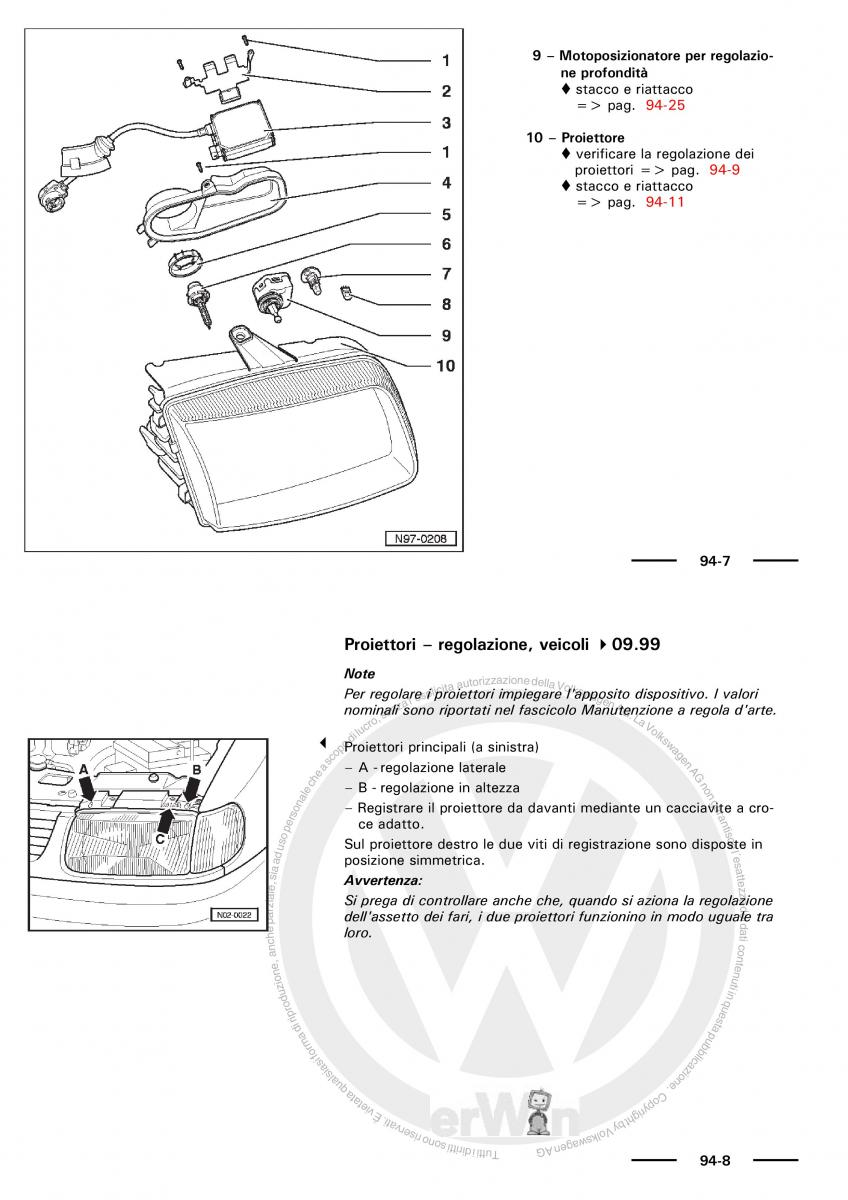 VW Polo servizio assistenza informazione tecnica / page 109