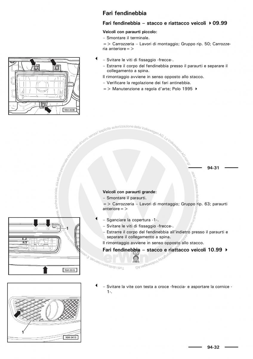 VW Polo servizio assistenza informazione tecnica / page 121